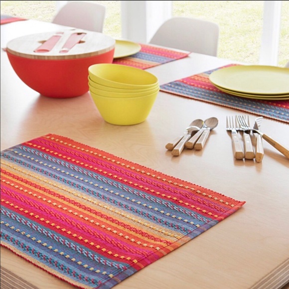 New Bundle Fall color striped multicolor placemats - Picture 1 of 5